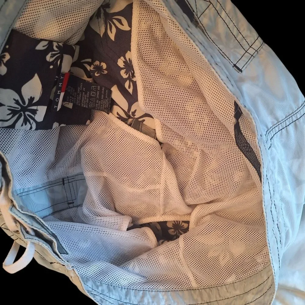 Vintage Tommy Hilfiger Swim Trunks Heavy Duty Nylon L Modest Lined Excellent